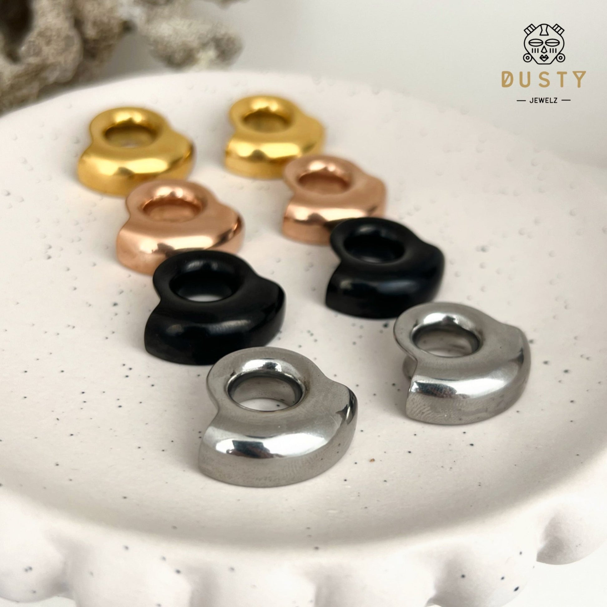 Lobe Wrap Ear Tunnels | Double Flared Plugs - DustyJewelz