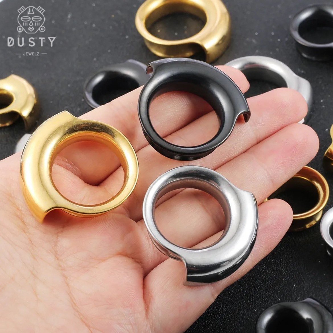 Lobe Wrap Ear Tunnels | Double Flared Plugs - DustyJewelz