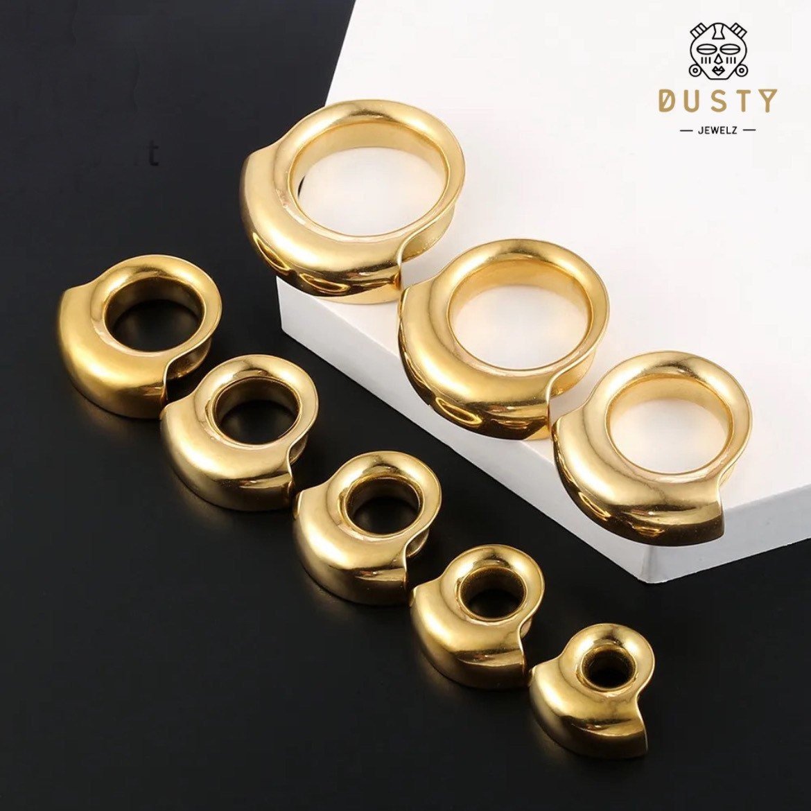 Lobe Wrap Ear Tunnels | Double Flared Plugs - DustyJewelz