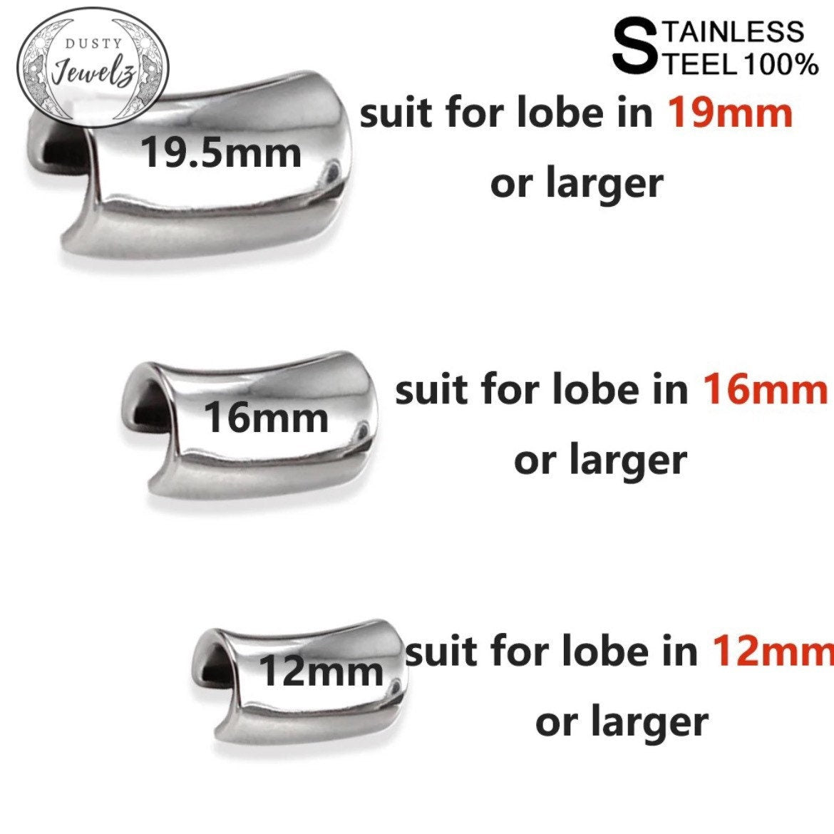 Lobe Wraps Ear Hangers | Cuffs In 4 Sizes - DustyJewelz