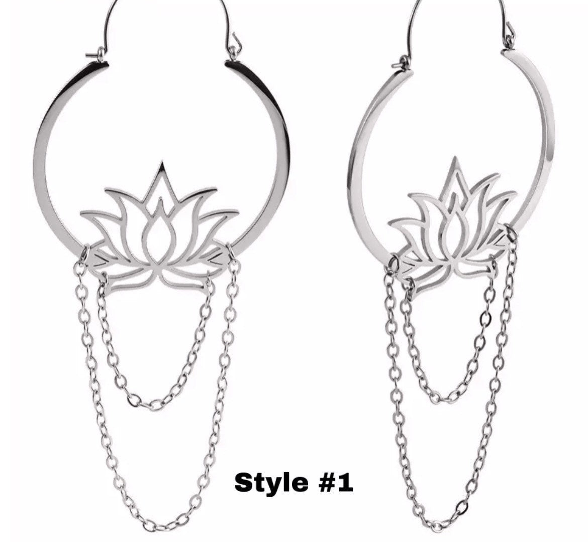 Lotus Chain Earrings - DustyJewelz