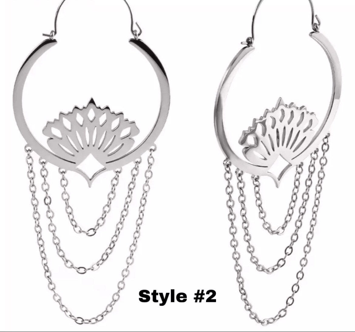 Lotus Chain Earrings - DustyJewelz