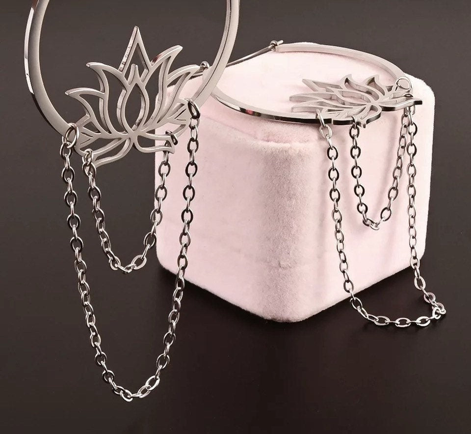 Lotus Chain Earrings - DustyJewelz
