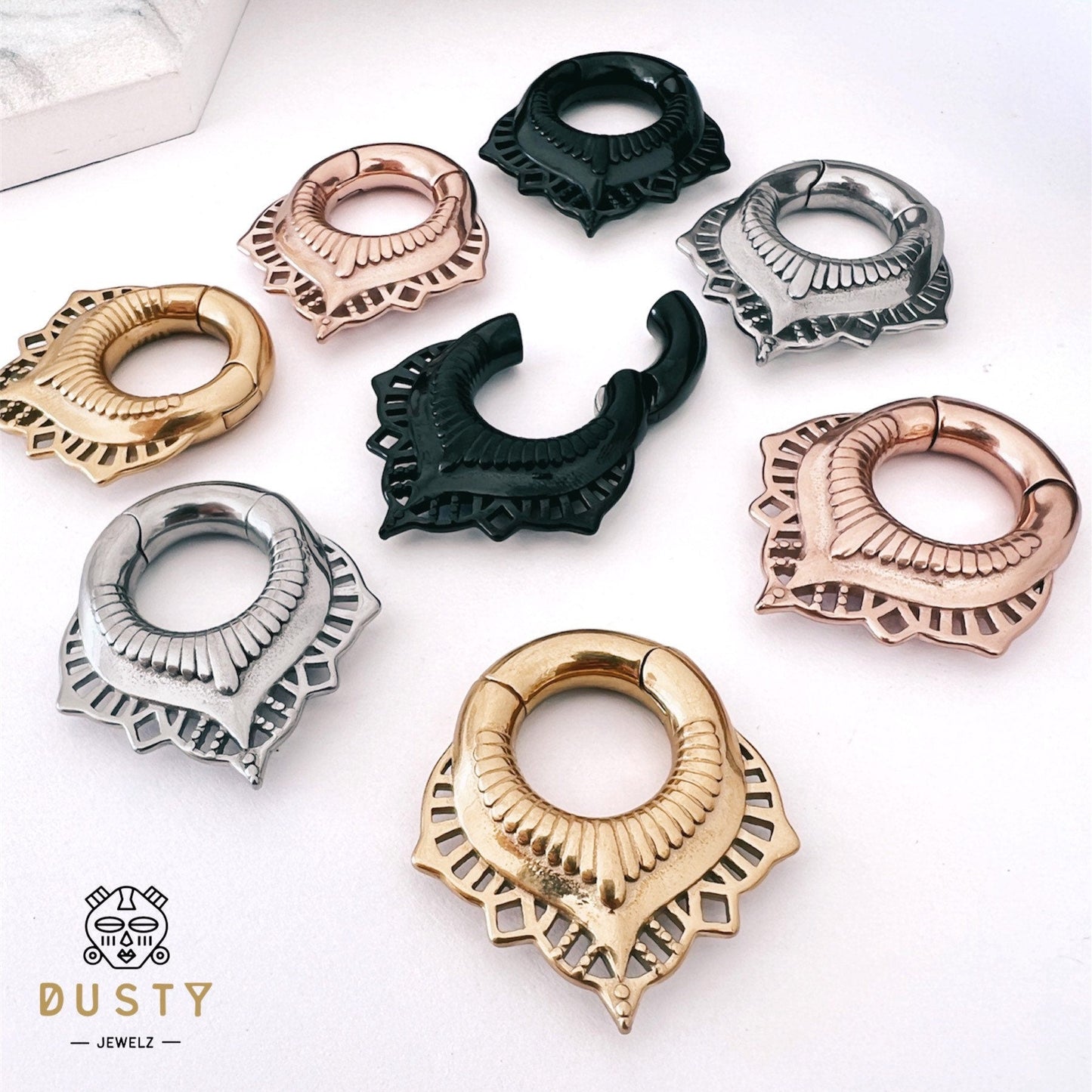 Magnetic Circle Ear Weights | Lace Lobe Hangers - DustyJewelz