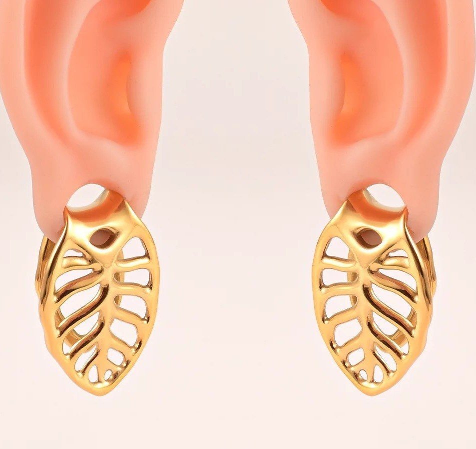 Monstera Leaf Ear Weights | Rib Cage Lobe Hanger