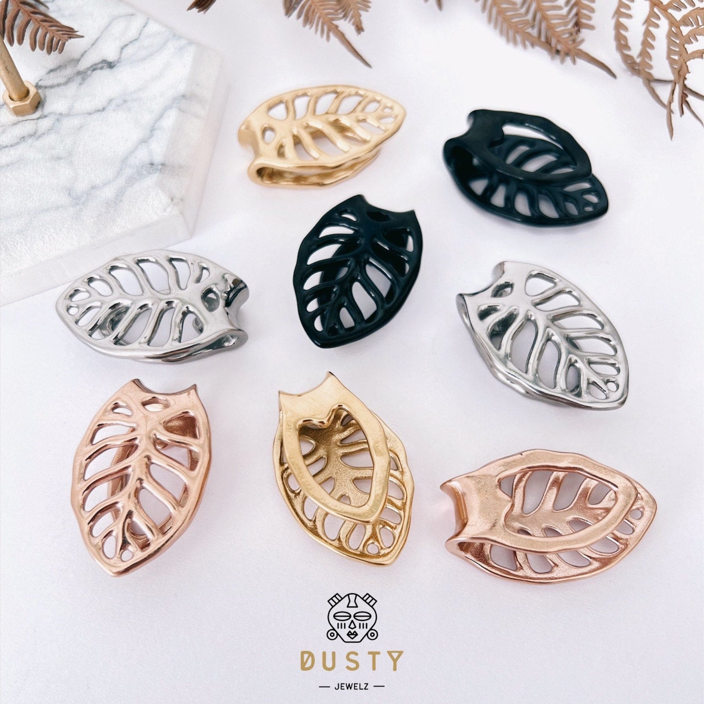 Monstera Leaf Ear Weights | Rib Cage Lobe Hanger