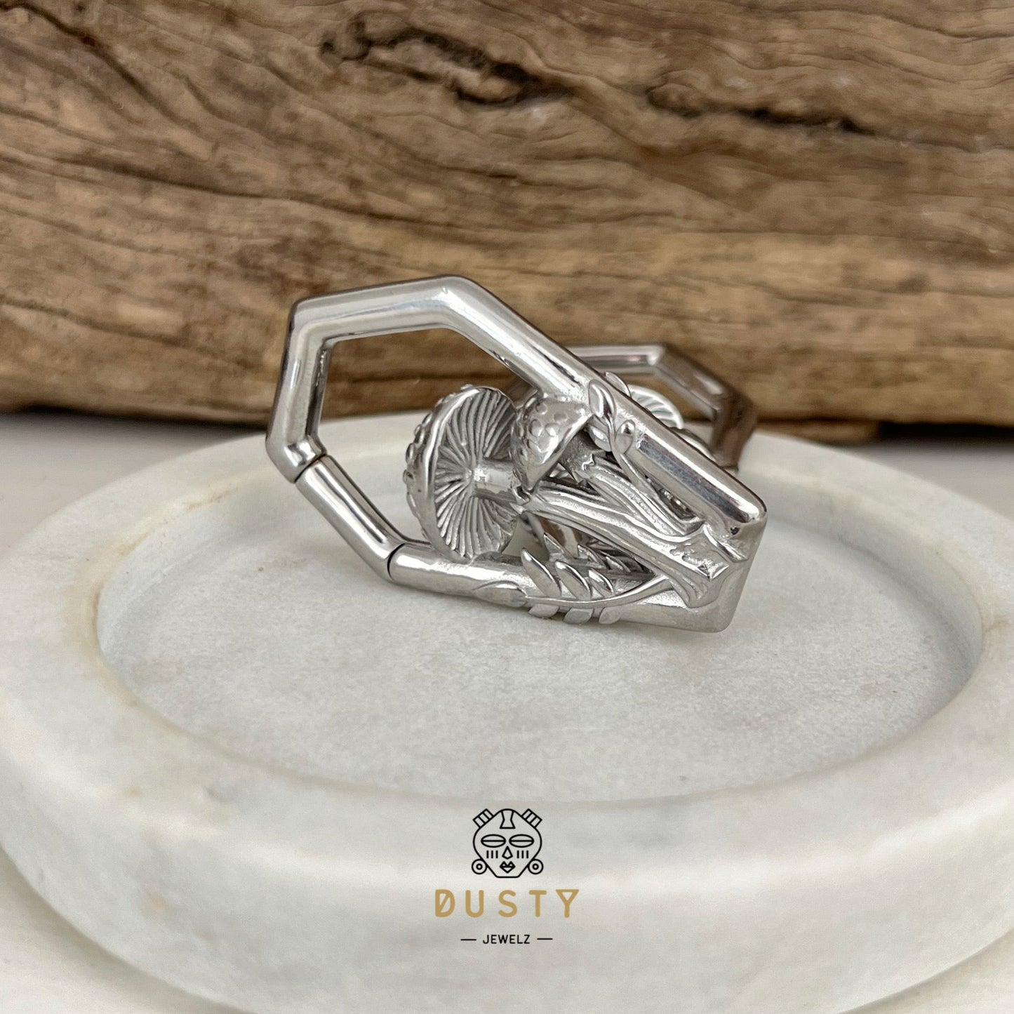 Mushroom Ear Weights | Diamond Hoop Lobe Hanger - DustyJewelz