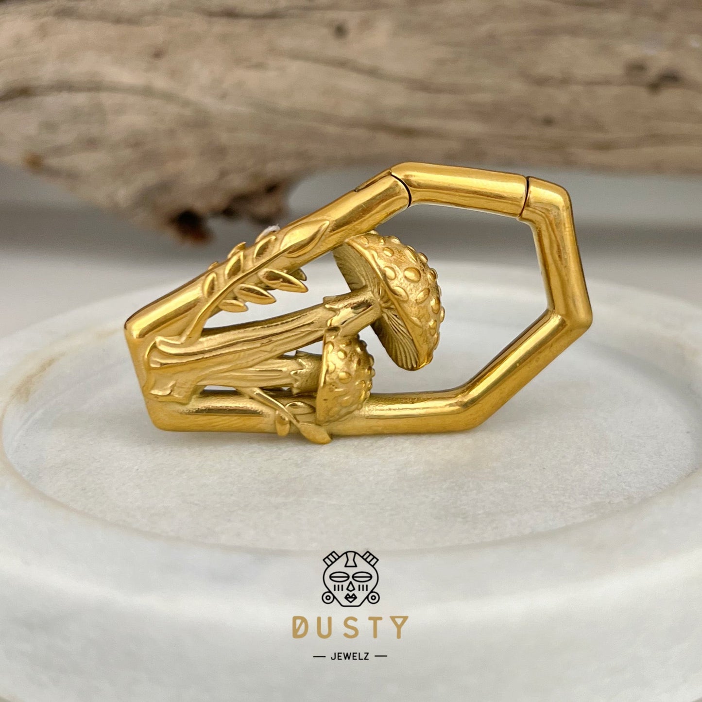 Mushroom Ear Weights | Diamond Hoop Lobe Hanger - DustyJewelz