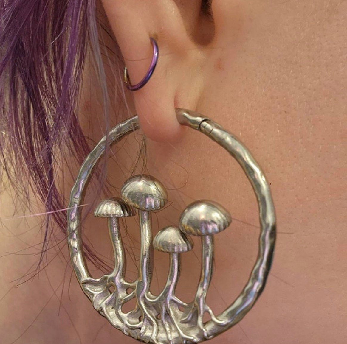 Mushroom Ear Weights | Hoop Lobe Hanger