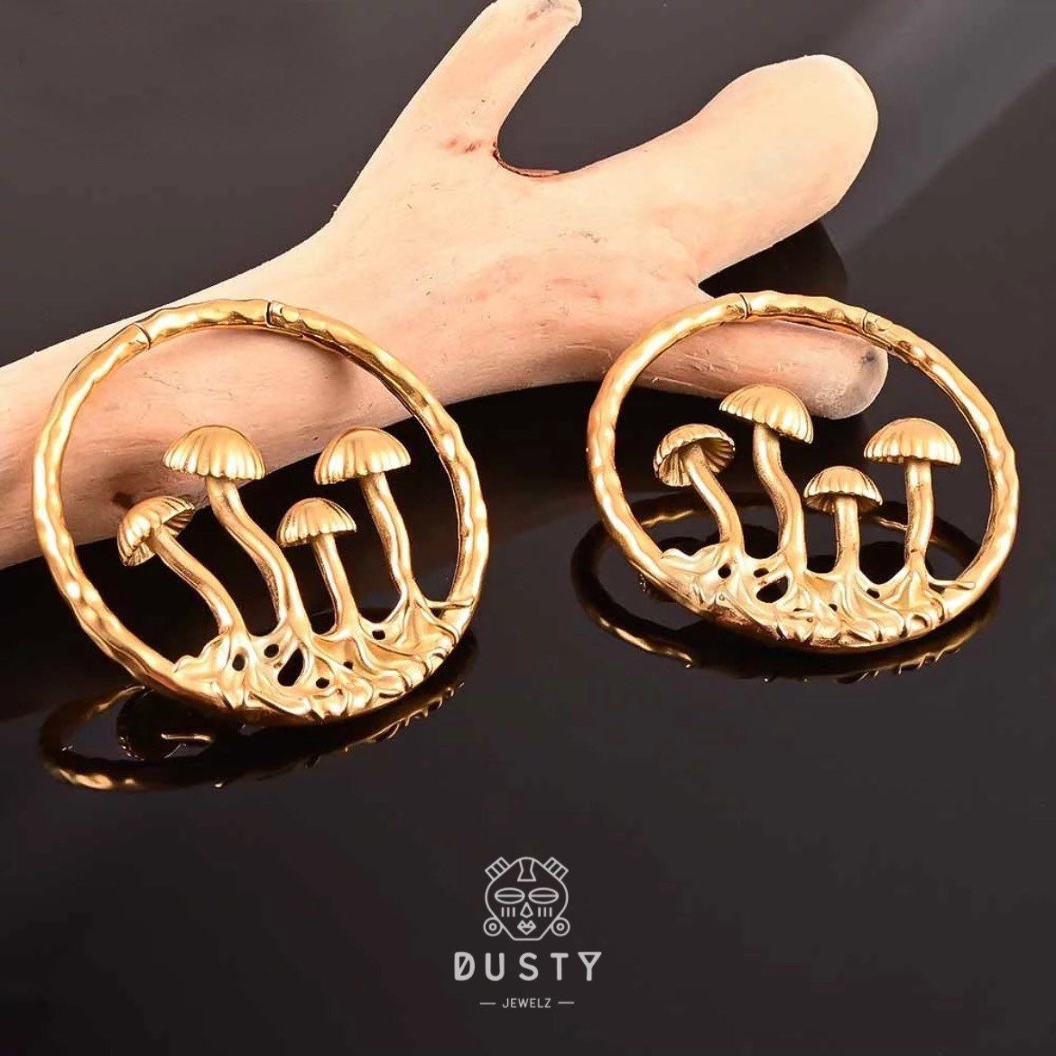 Mushroom Ear Weights | Hoop Lobe Hanger