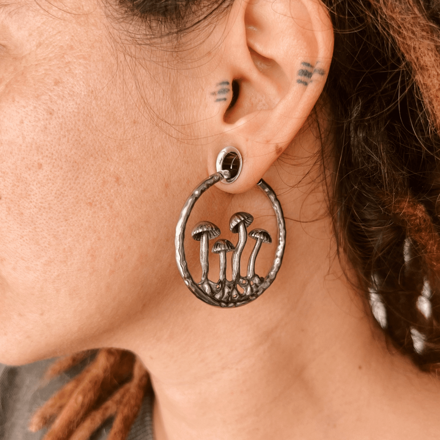 Mushroom Ear Weights | Hoop Lobe Hanger