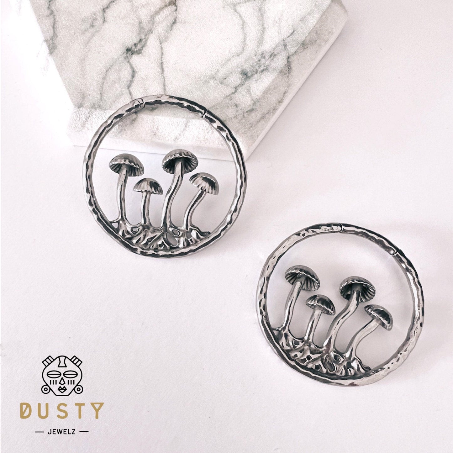 Mushroom Ear Weights | Hoop Lobe Hanger