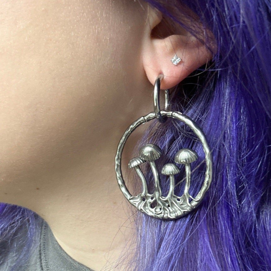 Mushroom Ear Weights | Hoop Lobe Hanger