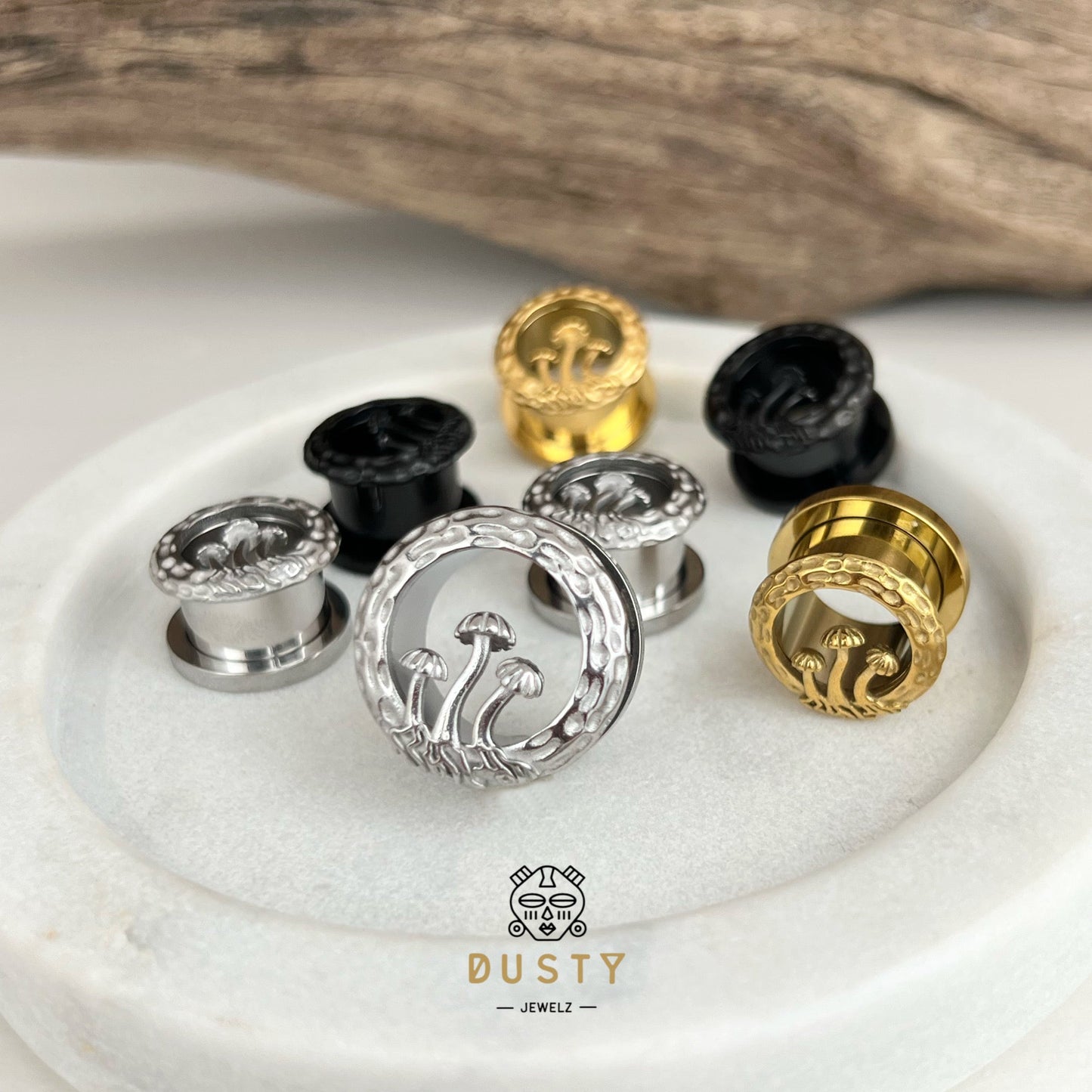 Mushroom Tunnels | Stainless Steel Double Flare Screw Backs