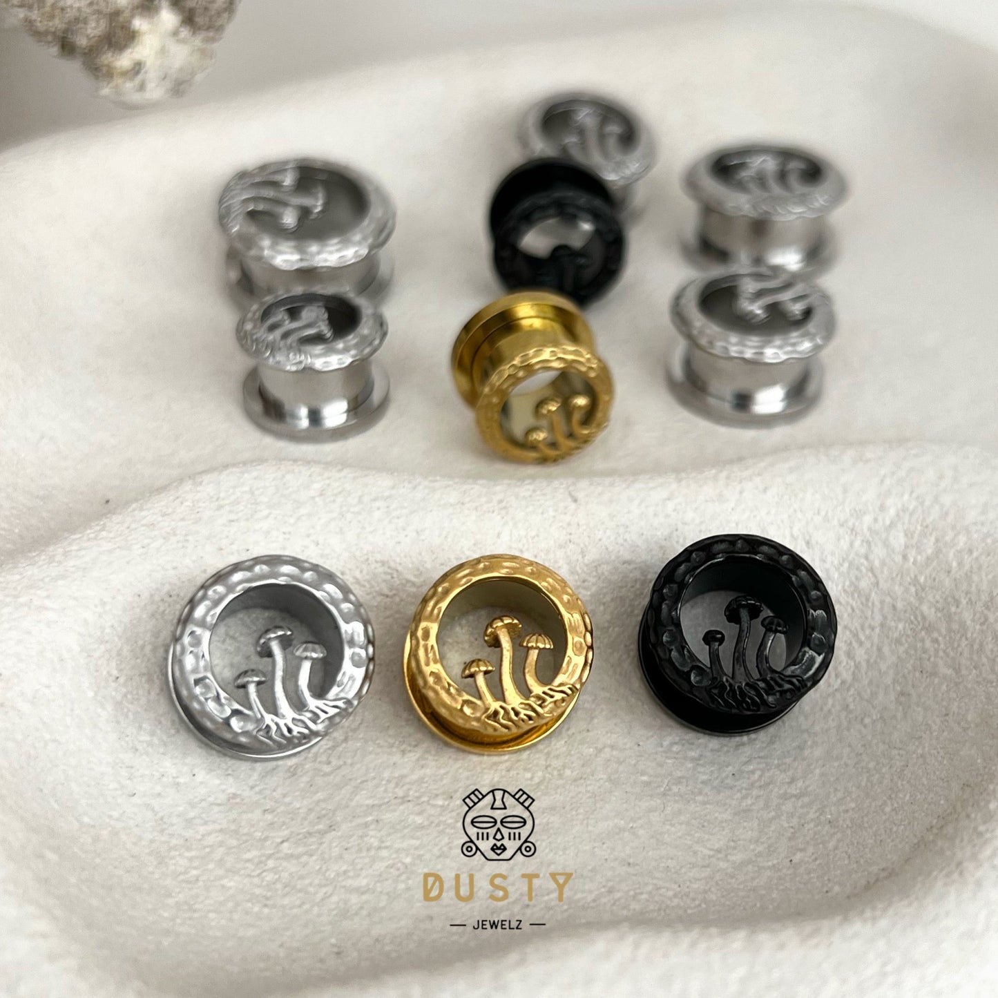 Mushroom Tunnels | Stainless Steel Double Flare Screw Backs