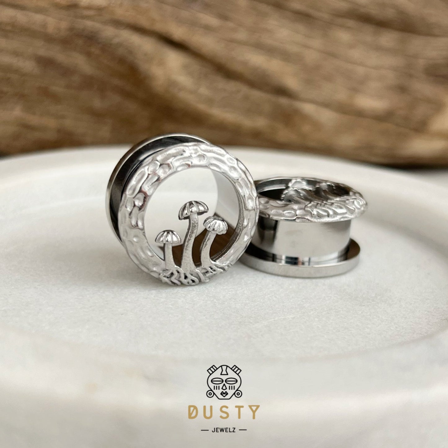 Mushroom Tunnels | Stainless Steel Double Flare Screw Backs