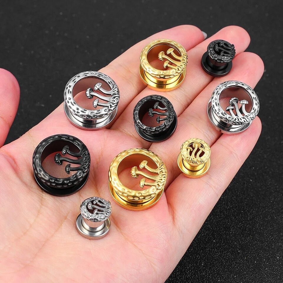 Mushroom Tunnels | Stainless Steel Double Flare Screw Backs