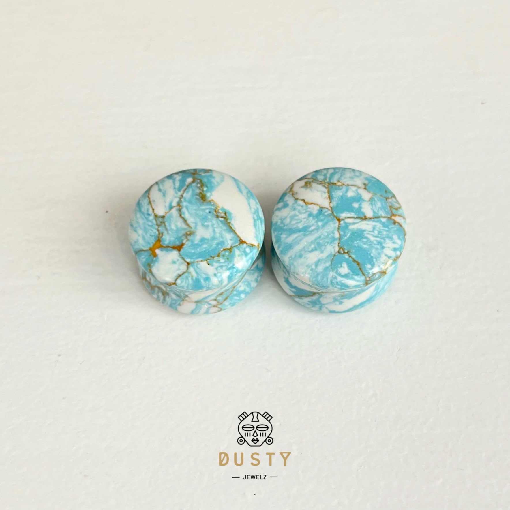 Ocean Howlite Stone Plugs | Double Flare - DustyJewelz