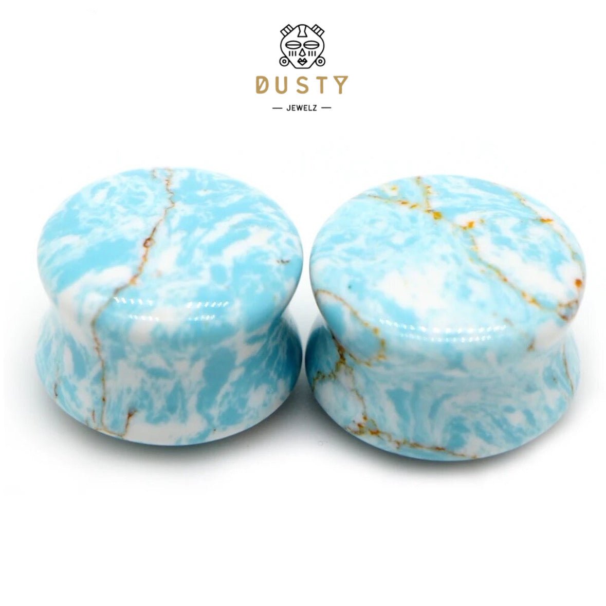 Ocean Howlite Stone Plugs | Double Flare - DustyJewelz
