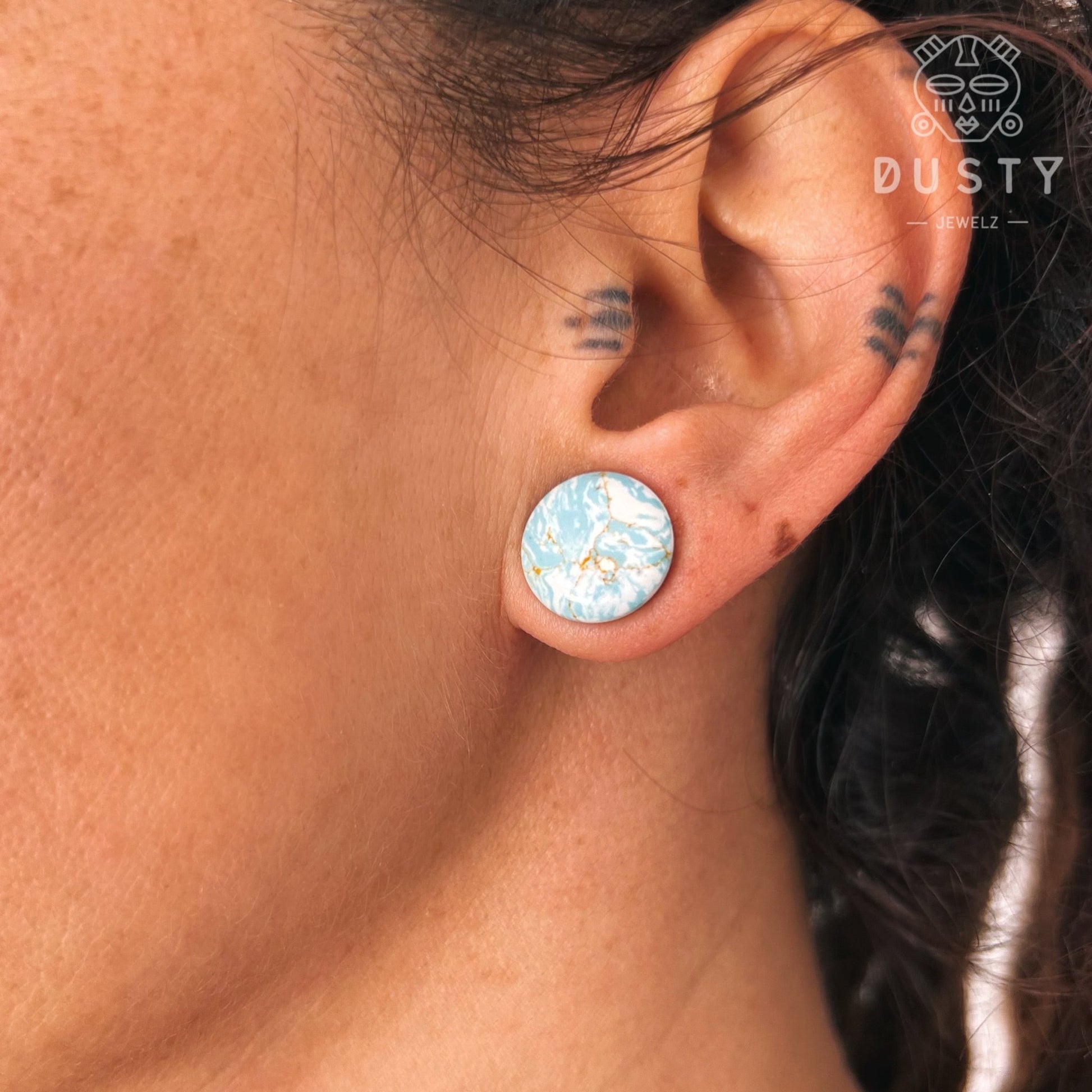 Ocean Howlite Stone Plugs | Double Flare - DustyJewelz
