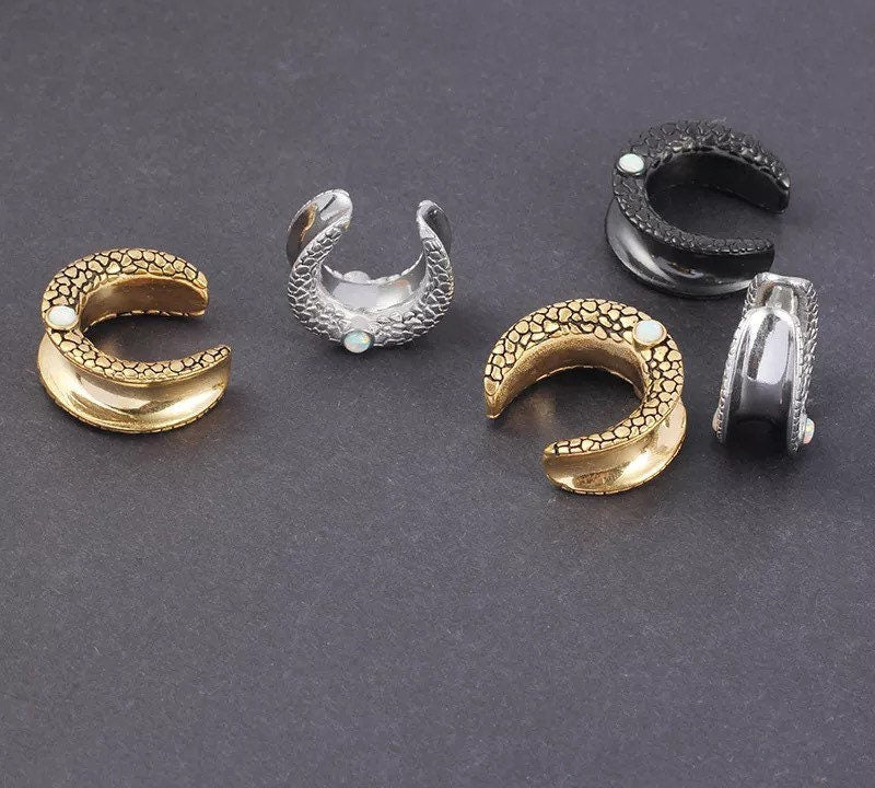 Opalite Ear Saddle Spreader Plugs - DustyJewelz