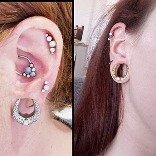 Opalite Ear Saddle Spreader Plugs - DustyJewelz
