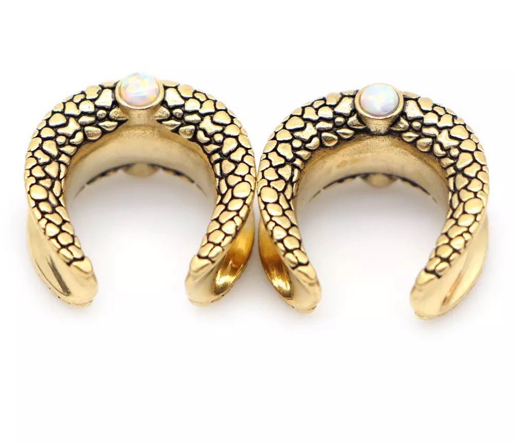 Opalite Ear Saddle Spreader Plugs - DustyJewelz