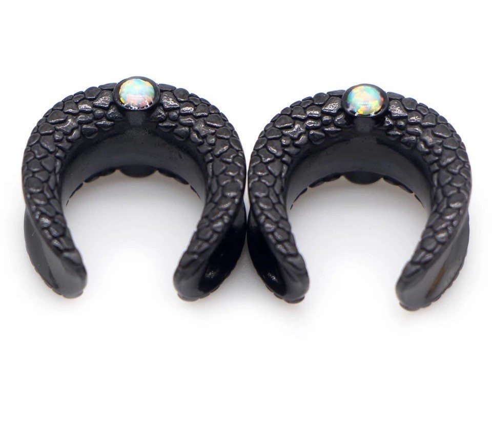 Opalite Ear Saddle Spreader Plugs - DustyJewelz