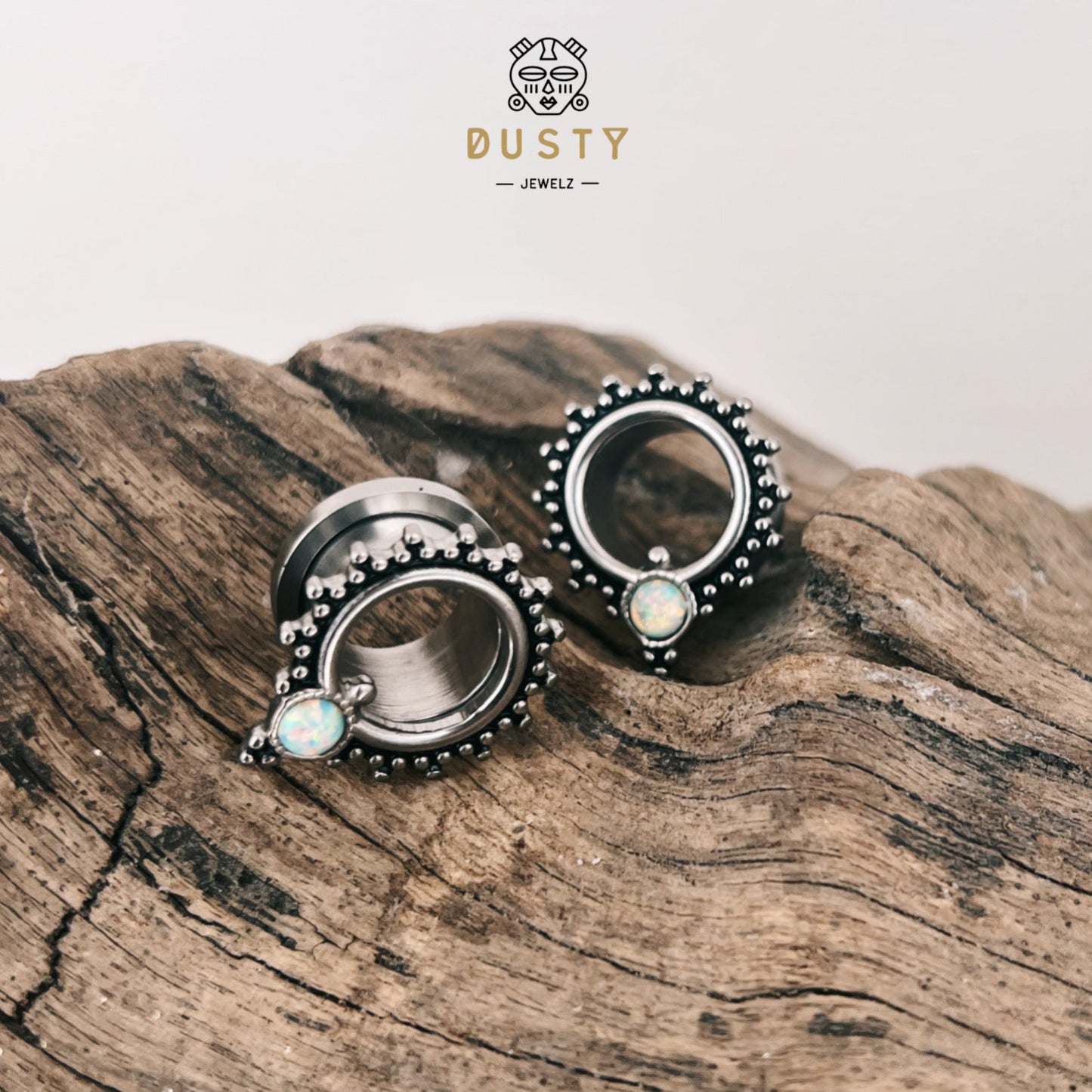 Opalite Teardrop Tunnels | Screw Back - DustyJewelz