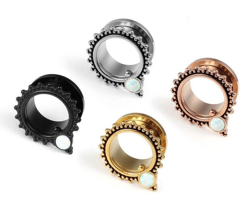 Opalite Teardrop Tunnels | Screw Back - DustyJewelz