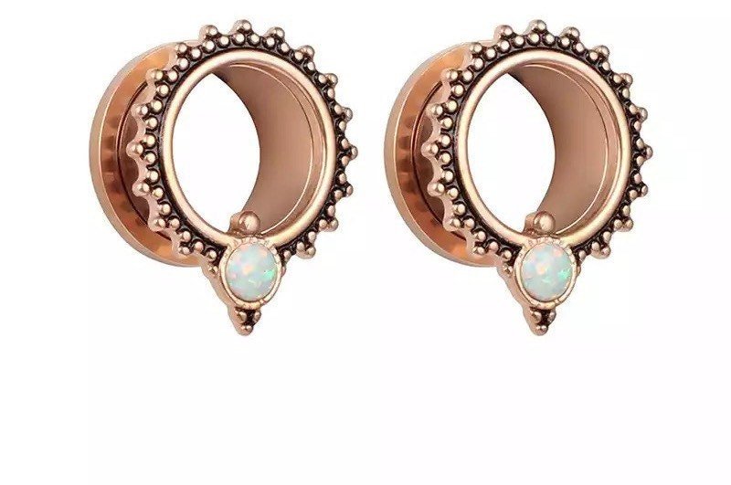 Opalite Teardrop Tunnels | Screw Back - DustyJewelz