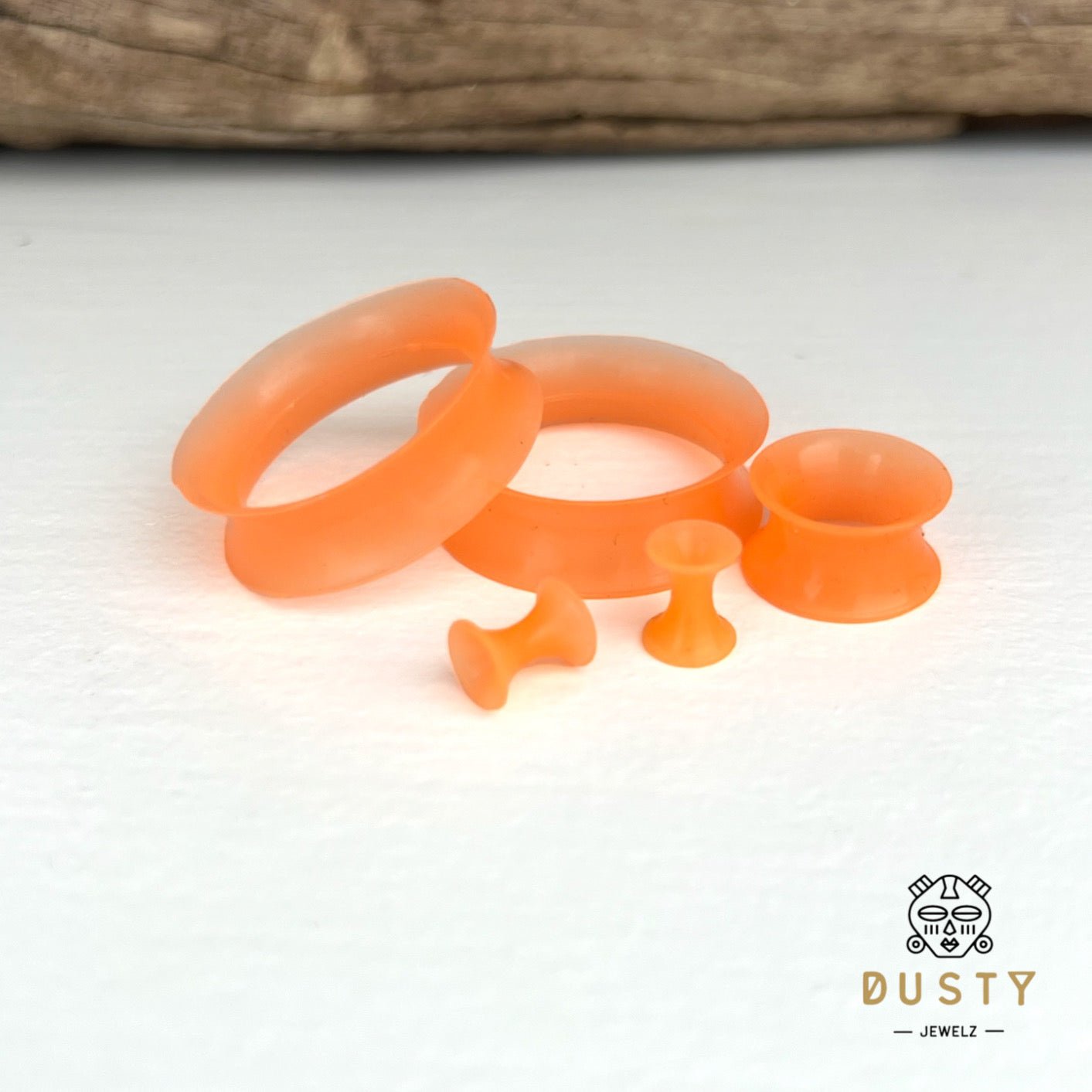 Orange Silicone Ear Skins | Flexible Tunnels - DustyJewelz