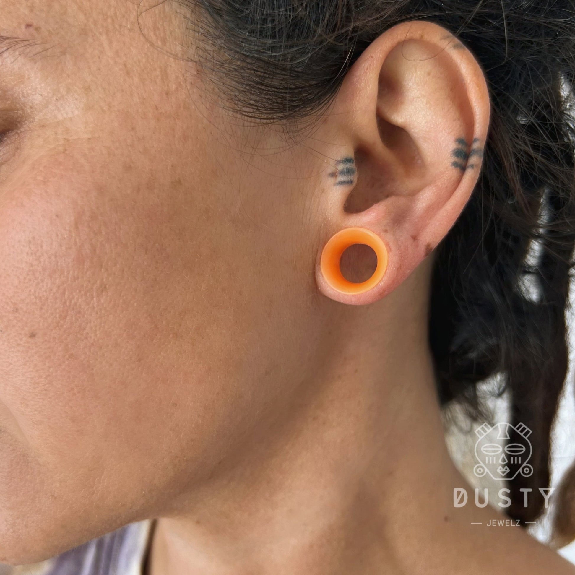 Orange Silicone Ear Skins | Flexible Tunnels - DustyJewelz