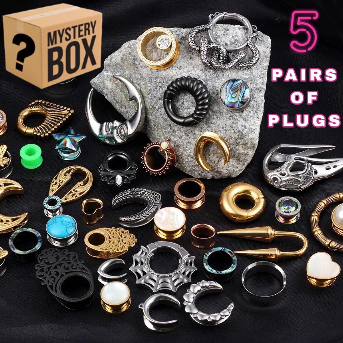 Plugs Mystery Bag | Random Lucky Bag Of 5 Pairs - DustyJewelz