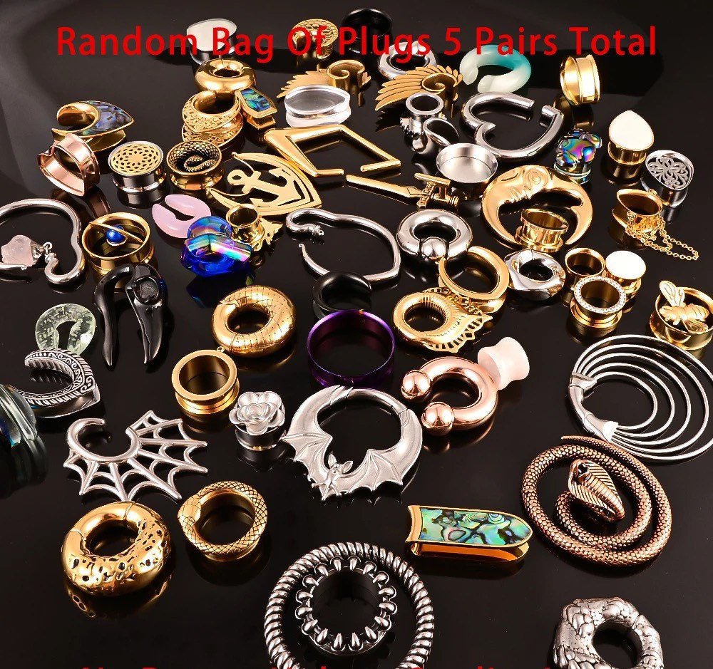 Plugs Mystery Bag | Random Lucky Bag Of 5 Pairs - DustyJewelz