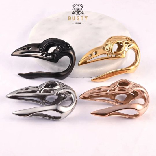 Raven Skull Ear Weights - DustyJewelz