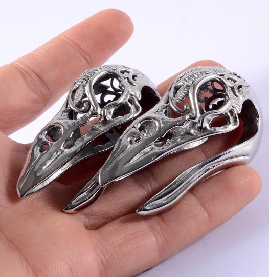 Raven Skull Ear Weights - DustyJewelz