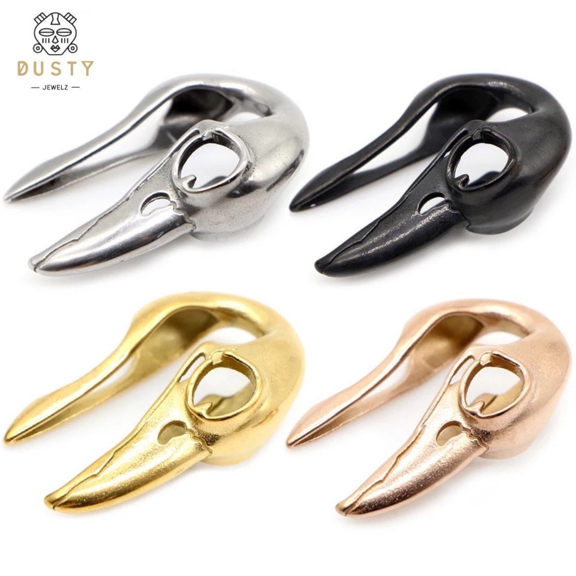 Raven Skull Ear Weights | Crow Bird Earweights | Viking Ear Hangers | Gauges Jewelry | Stretched Ears | Alternative Jewellery | Ear Hanger - DustyJewelz
