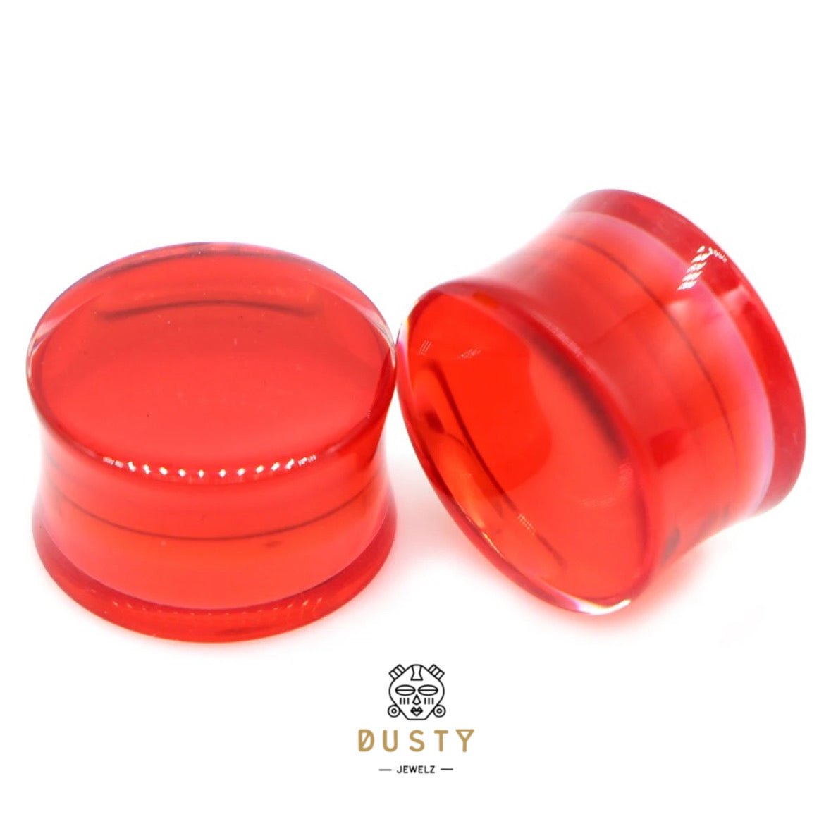 Red Acrylic Plugs | Double Flare | 0G - 30mm - DustyJewelz