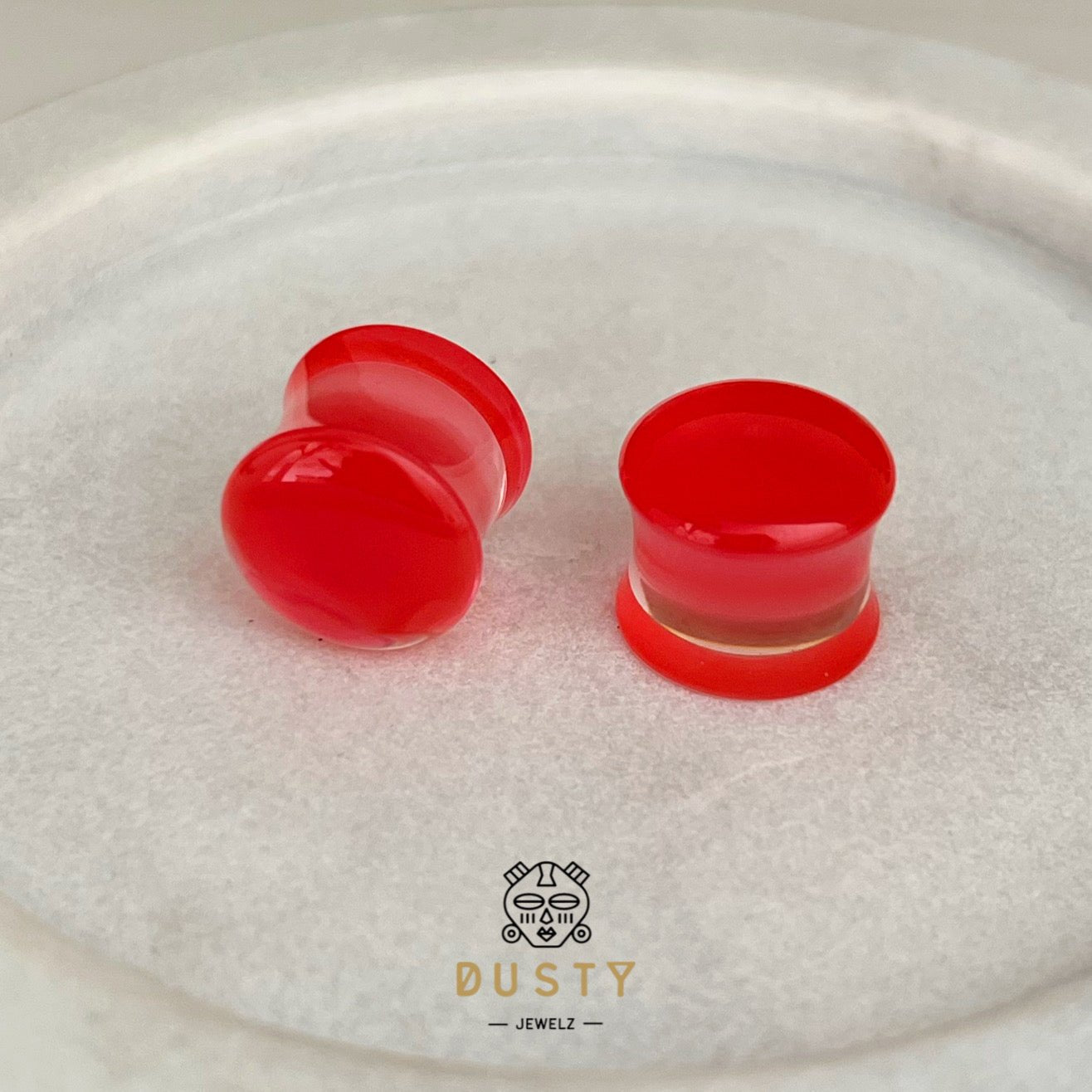 Red Acrylic Plugs | Double Flare | 0G - 30mm - DustyJewelz