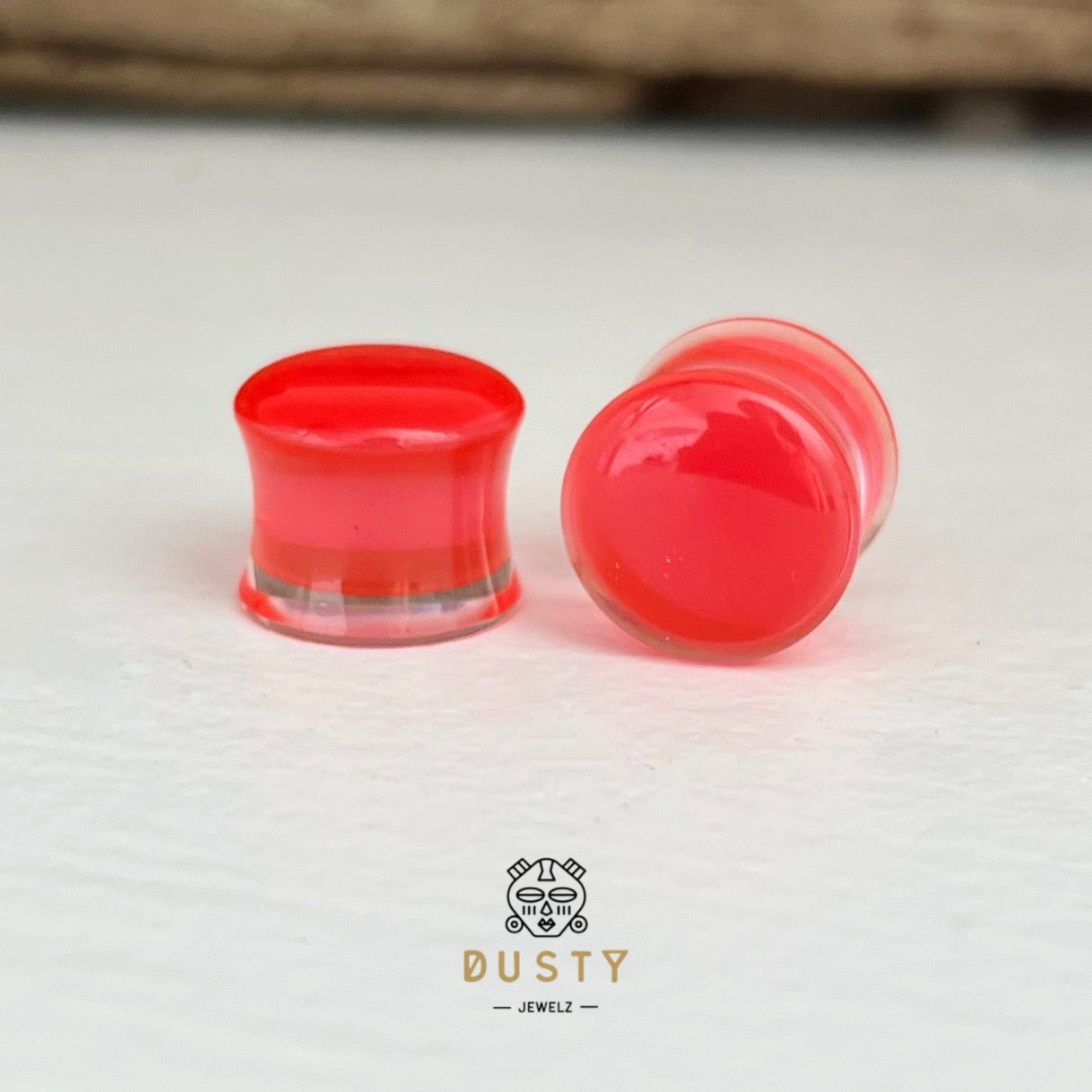 Red Acrylic Plugs | Double Flare | 0G - 30mm - DustyJewelz