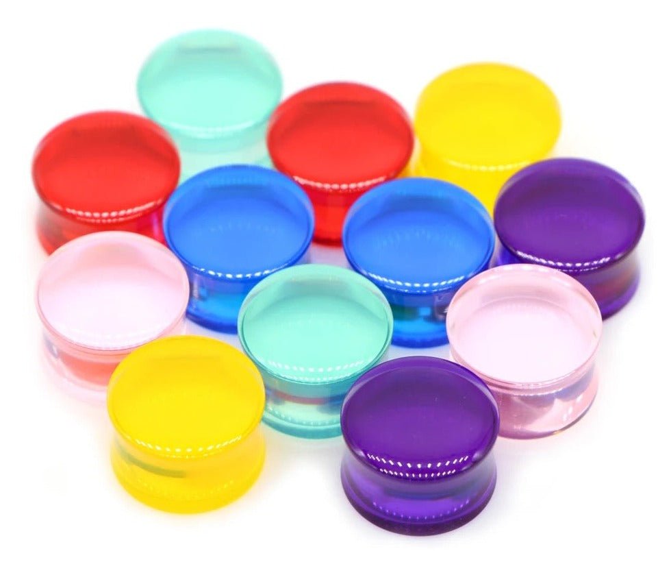 Red Acrylic Plugs | Double Flare | 0G - 30mm - DustyJewelz
