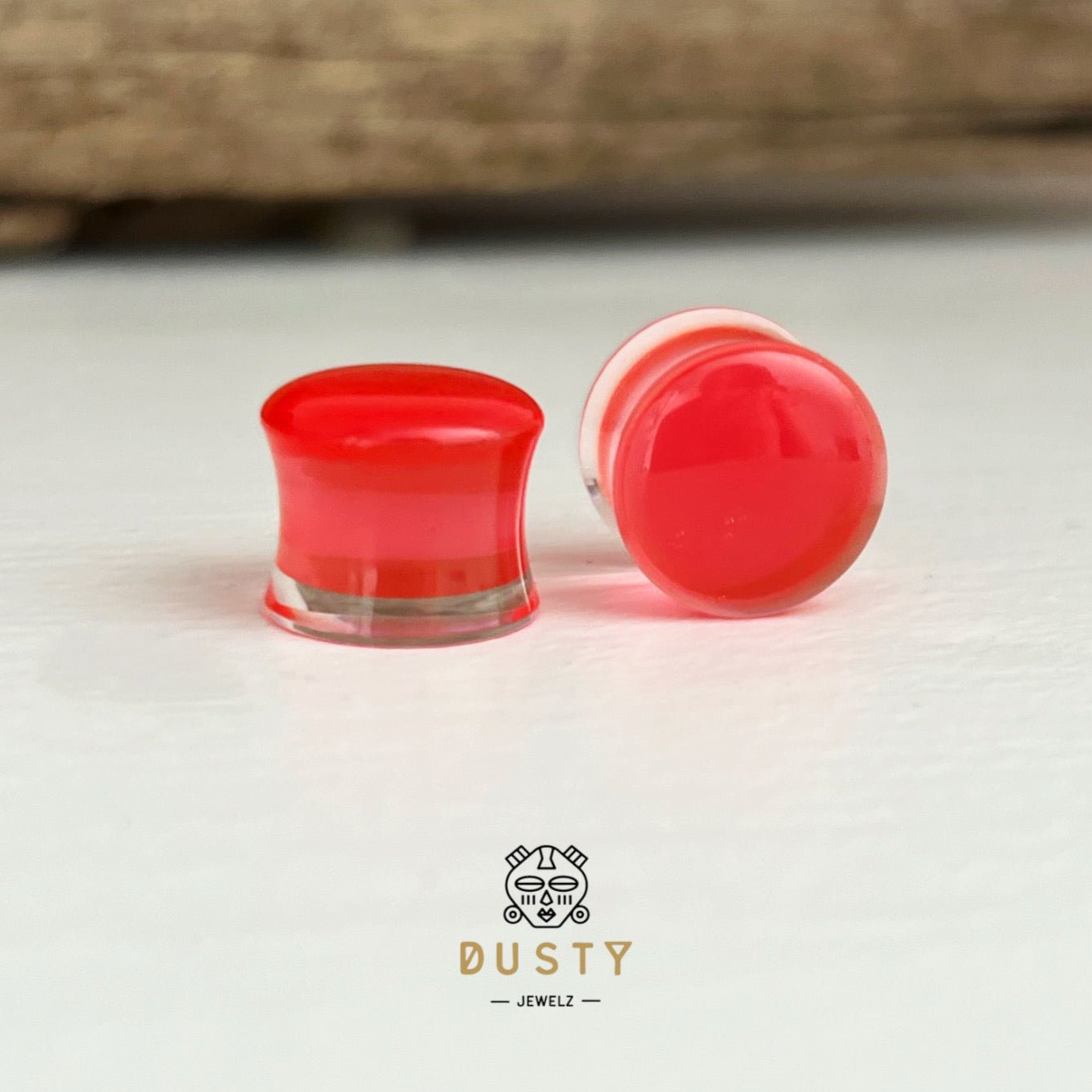 Red Acrylic Plugs | Double Flare | 0G - 30mm - DustyJewelz