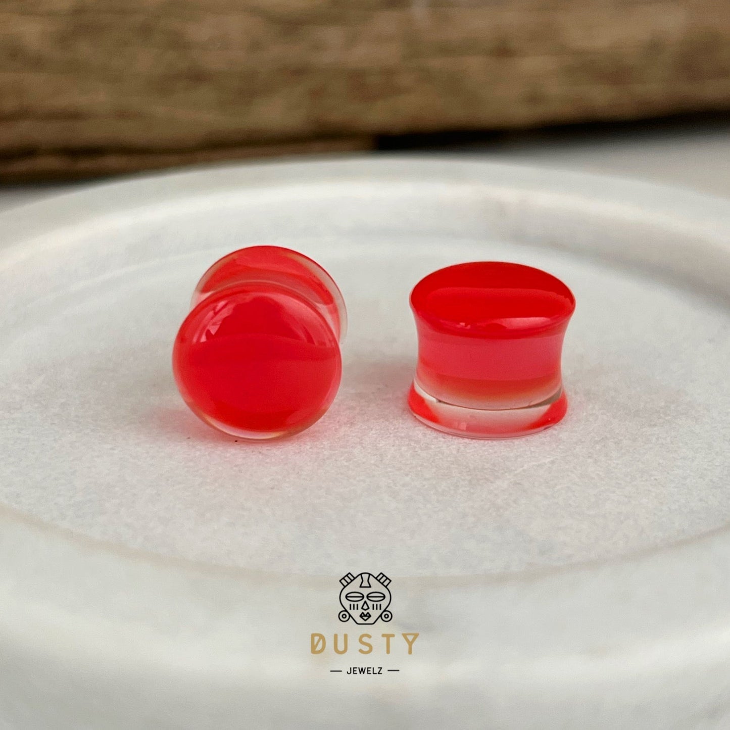 Red Acrylic Plugs | Double Flare | 0G - 30mm - DustyJewelz