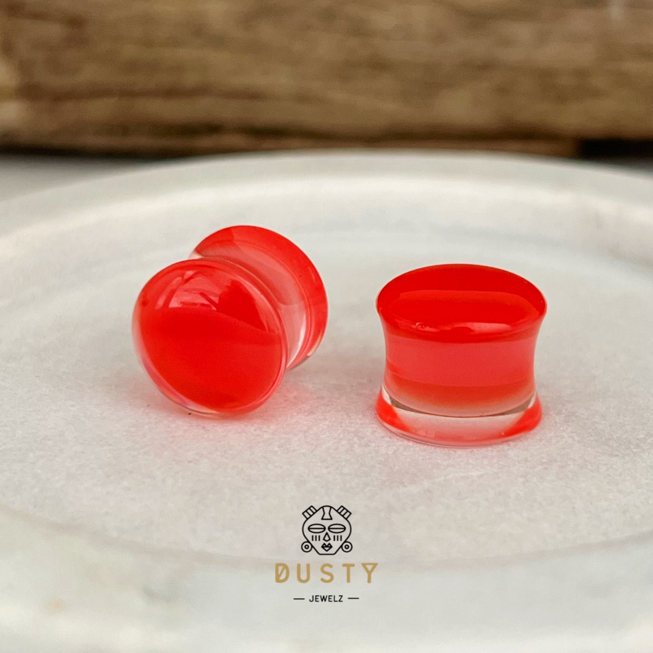 Red Acrylic Plugs | Double Flare | 0G - 30mm - DustyJewelz