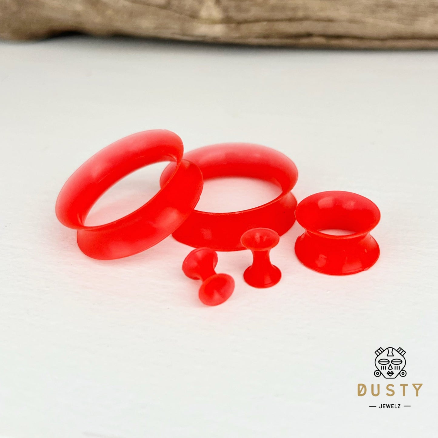 Red Silicone Ear Skins | Flexible Tunnels - DustyJewelz