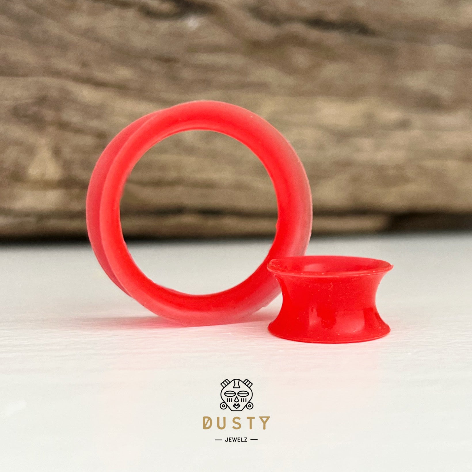 Red Silicone Ear Skins | Flexible Tunnels - DustyJewelz
