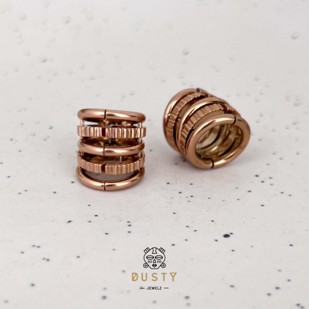 Ringed Lobe Clips | Ear Hangers | Textured Ring Stack Cuffs - DustyJewelz