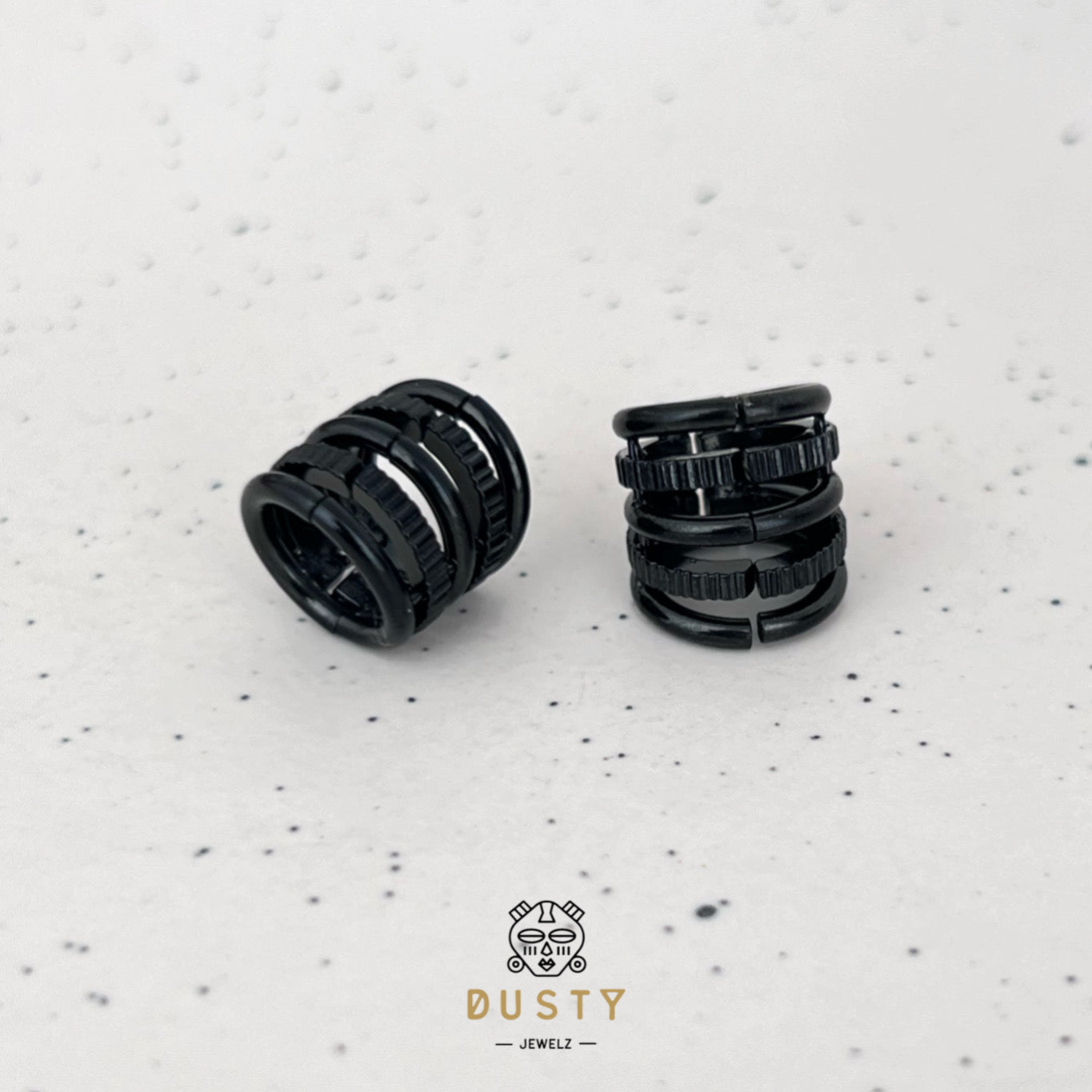 Ringed Lobe Clips | Ear Hangers | Textured Ring Stack Cuffs - DustyJewelz