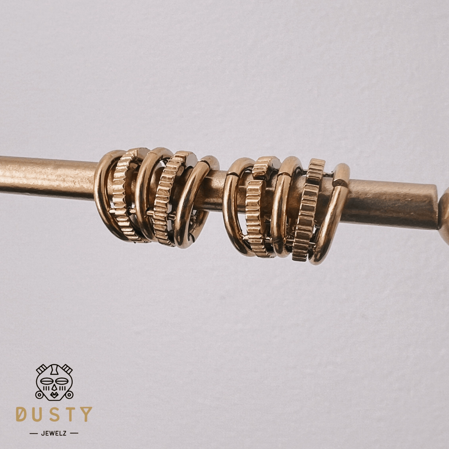 Ringed Lobe Clips | Ear Hangers | Textured Ring Stack Cuffs - DustyJewelz